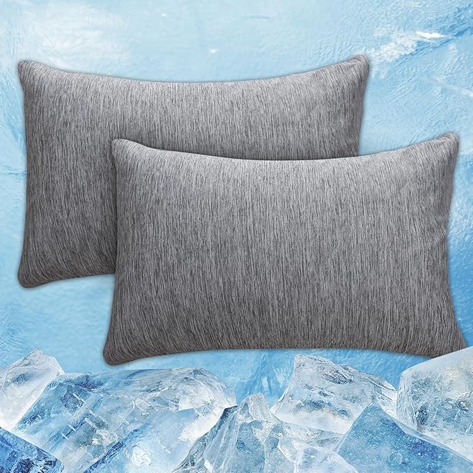 CHOSHOME Cooling Pillow Cases Zipper Pillow Covers Q-Max > 0.45 Zippered Pillowcases for Hot Sleepers, Soft, Breathable, Skin-Friendly, 4 Pack (Queen, 20"x30", Grey)