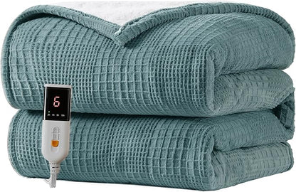 Heated Blanket Electric Blanket Throw 50''X60''-Heating Throw with 9 Heat Settings-2-10 Hours Auto Off,ETL Certified,Machine Washable (Green)