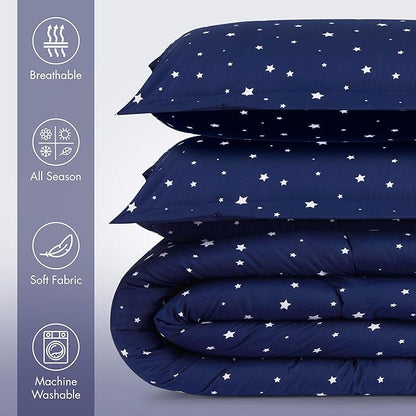 Utopia Bedding Star Kids Comforter Set with 2 Pillow Shams, 3 Piece Soft Microfiber Twin Bed Comforter with Pillow Shams, Printed Kids Bedding for Boys and Girls, Lightweight, Breathable,Easy Care