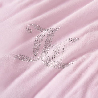 Juicy Couture Marshmallow Pink Velour Twin/Twin XL Comforter Set - 2 Piece Luxury Bedding Ensemble