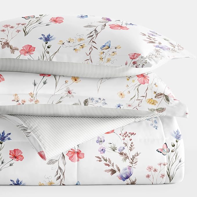 Linen Market Reversible Queen Size Comforter Set (3 Piece) - Soft and Lightweight Down Alternative Comforter Queen Set - This Includes Your Queen Comforter and 2 Pillow Shams