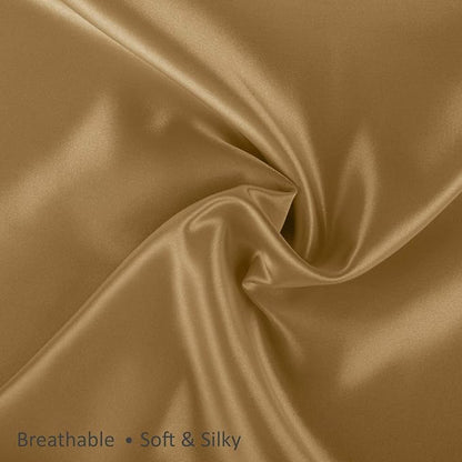 BLISSFORD Satin Pillowcase with Zipper, for Hair and Skin Care, Feels Soft and Cool Like a Silk Pillowcase, Gold Satin Pillow Cases 2 Pack, Slik Pillow Cover, King Size - Set of 2