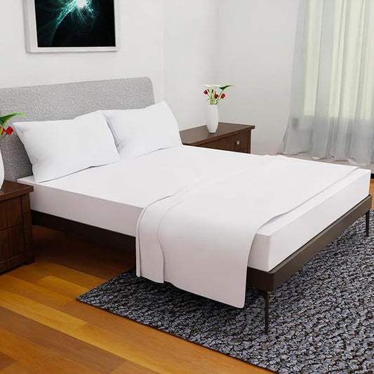 Queen Sheet Set - 4 Piece Bedding, Double Brushed Cooling Sheets, Deep Pocket Queen Bed Sheets (White)