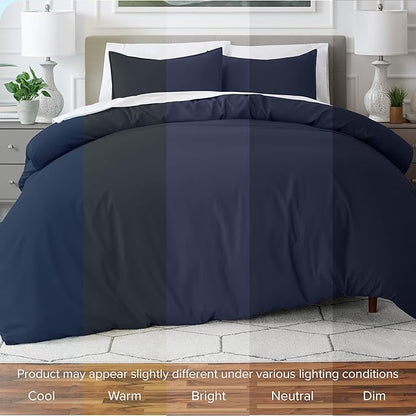 Bare Home Bedding Duvet Cover California King Size - Premium 1800 Super Soft Collection - Lightweight, Cooling - Soft Breathable Bedding Duvet Cover (Cal King, Midnight Blue)