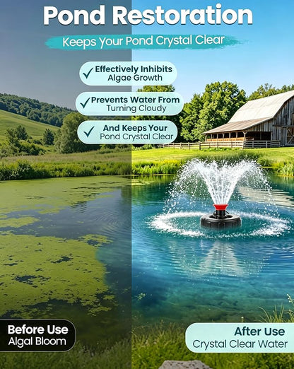 Floating Pond Fountain Aerator, 1HP, 110V, 15000GPH, Black | 304 Stainless Steel, Smart Programmable Timer, Anti-Tipping Base, 100 FT Power Cord Floating Pond & Lake Fountain Aerator