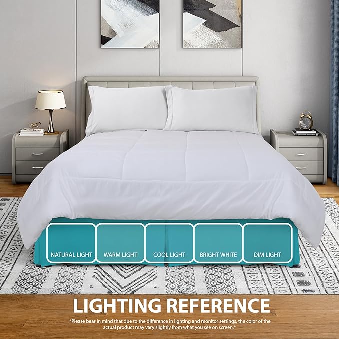 Cathay Home Double Brushed Microfiber Pleated Easy Fit Bed Skirt, Ultra Soft, Fade and Wrinkle Resistant - Larkspur Blue, Full