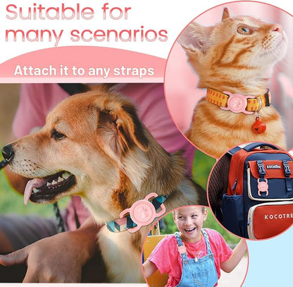 Waterproof Silicone AirTag Holder for Dog Collar, Pink | Full waterproof seal | Fits Most Collars | Soft Durable Silicone | Anti-loss Secure Fit | Lightweight & Signal-friendly