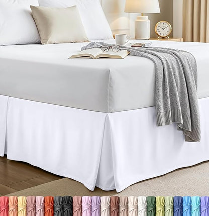 Utopia Bedding Twin Bed Skirt - Soft Quadruple Pleated Ruffle - Easy Fit with 15 Inch Tailored Drop - Hotel Quality, Shrinkage and Fade Resistant (Twin, White)