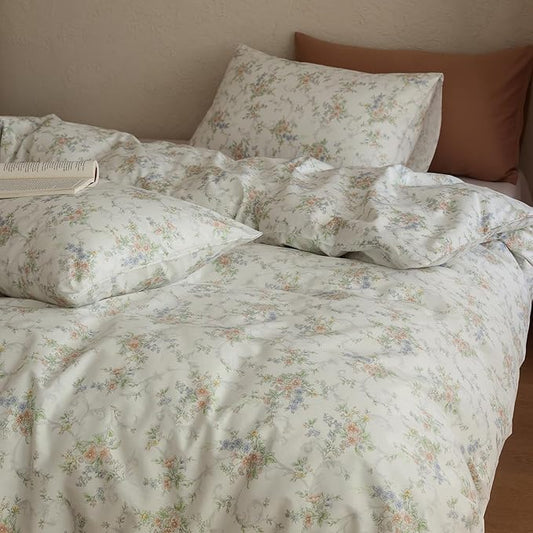 Floral Twin XL Comforter Set Fluffy Boho Bedding Set Soft Cotton Down Alternative Girls Bedding Comforter Sets Cozy Lightweight Cute All Season Bed Comforter with 2 Pillowcases