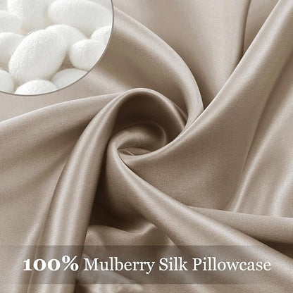 Adubor 100% Silk Pillowcase - Mulberry Silk Pillow Cases, 22 Momme 6A Grade Fibers, Silk Pillow Case for Hair and Skin Health, with Hidden Zipper (Standard 20''×26'', Apricot, 1PC)