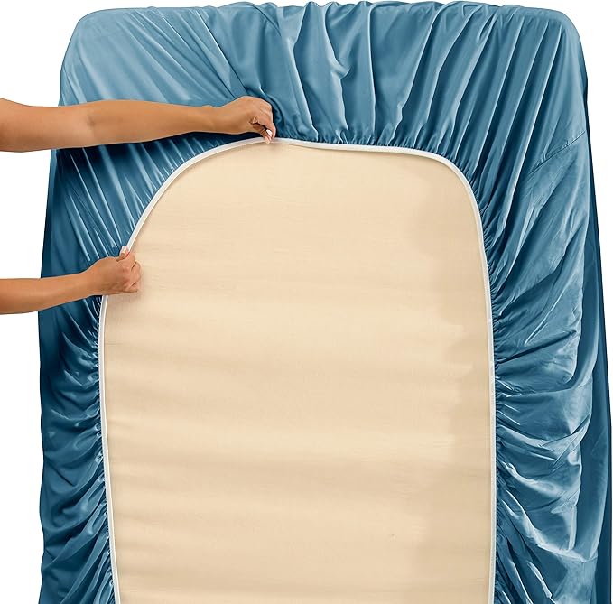 Hearth & Harbor Extra Deep Pocket Sheets - Fits Mattress 18-24 Inches Deep - Extra Deep Pocket California King Size - 6 Piece Cal King Sheets - Cal King, Blue Heaven