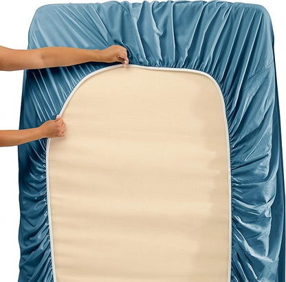 Hearth & Harbor Extra Deep Pocket Sheets - Fits Mattress 18-24 Inches Deep - Extra Deep Pocket California King Size - 6 Piece Cal King Sheets - Cal King, Blue Heaven