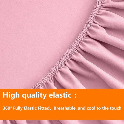 TAIMIT Pink King Size Comforter Set - 7 Pieces, Bed in a Bag Bedding Sets with All Season Soft Quilted Warm Fluffy Reversible Comforter,Flat Sheet,Fitted Sheet,2 Pillow Shams,2 Pillowcases