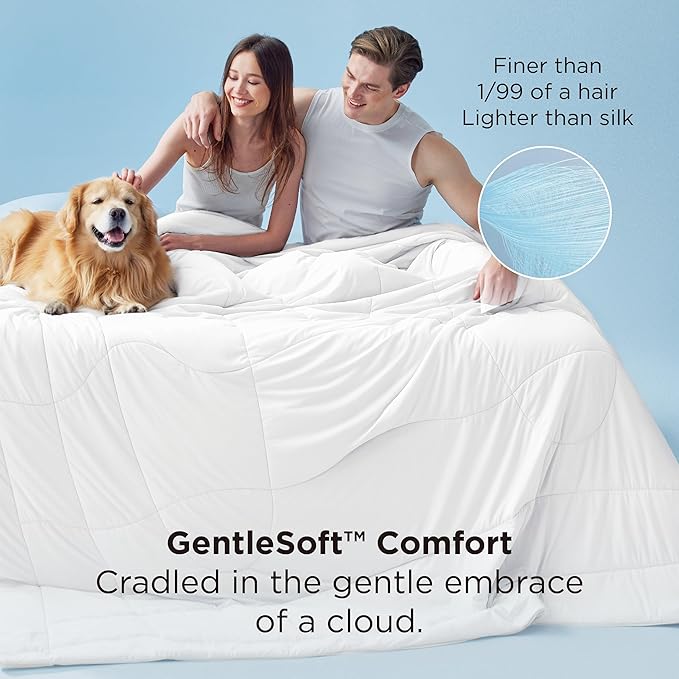 Bedsure Cooling Comforter Full Size - Cooling Blankets for Hot Sleepers, Lightweight Comforter for Summer with Dual-Sided Cool Tech, Soft Breathable Cold Blanket for Sleeping, White, 82x86 Inches