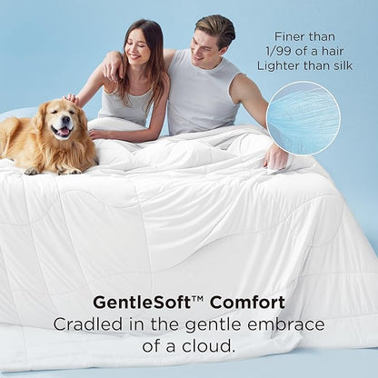 Bedsure Cooling Comforter Twin - Cooling Blankets for Hot Sleepers, Lightweight Comforter for Summer with Dual-Sided Cool Tech, Soft Breathable Cold Blanket for Sleeping, White, 68x88 Inches