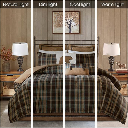 Woolrich Rustic Lodge Cabin Comforter Set - All Season Down Alternative Warm Bedding Layer and Matching Shams, Oversized King, Hadley Plaid, Multi