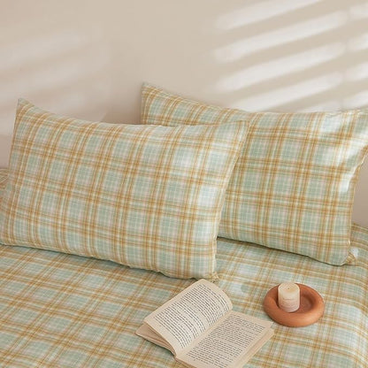 Plaid Twin XL Comforter Down Alternative Boho Bedding Set Washed Cotton Breathable Fluffy Comfy Bedding Comforter Sets Soft Cozy Farmhouse Patterned Bed Comforter with 2 Pillowcases
