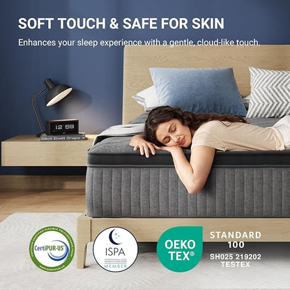 Avenco Full Size Mattress, 12 Inch Full Mattress in a Box, Medium Firm Hybrid Mattresses with Smarts™ Coil and Gel Memory Foam for Cool Night Sleep & Pressure Relief, CertiPUR-US Certified