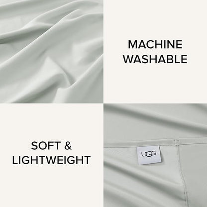 UGG Hedi Cali King Sheet Set 4-Piece Luxury Cooling Sheets Deep Pockets Premium Bedding with 2 Shams Hypoallergenic Machine Washable Soft Lightweight Bed Set for Room, California King, Mineral Green