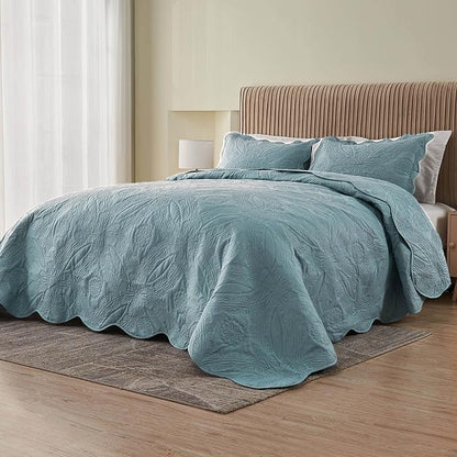 Oversized Cal King Bedspreads 120x120 for Extra Tall Split California King Bed Lightweight Quilted Coverlet Set 3 Pieces 1 Quilt 2 Pillow Shams Blue