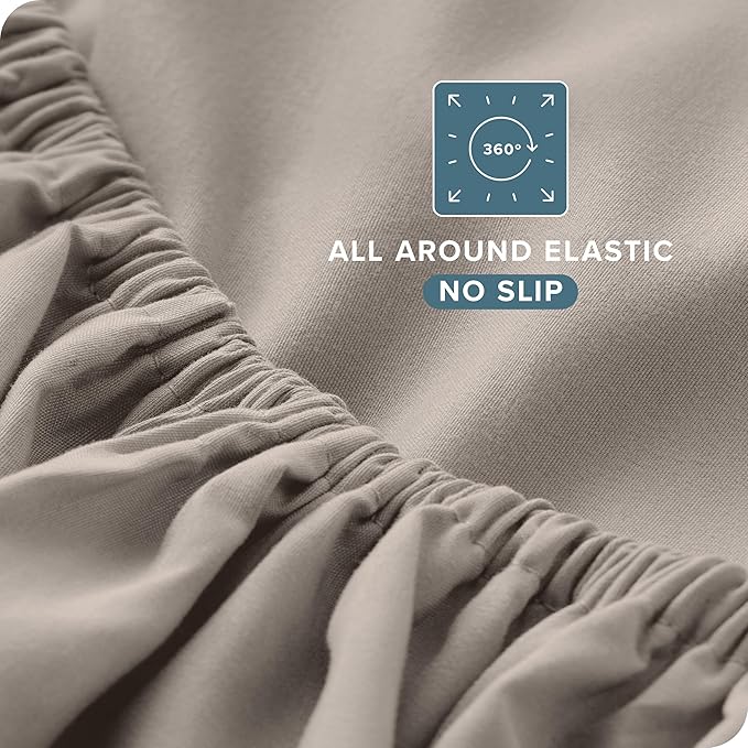 Bare Home King Sheet Set - 1800 Ultra-Soft Microfiber King Bed Sheets - Double Brushed - Deep Pockets - Easy Fit - 4 Piece Set - Bedding Sheets & Pillowcases (King, Khaki)