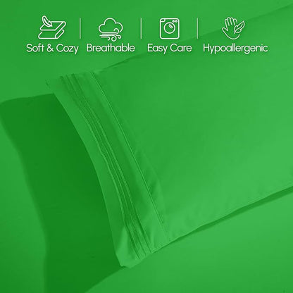 Elegant Comfort Luxurious 1500 Premium Hotel Quality Microfiber 4-Piece Sheet Set, 18-24 Inches Deep - Extra Deep Pocket Sheets - Ultra Soft 4PC Deep Pocket Sheets, Twin/Twin XL, Emerald Green