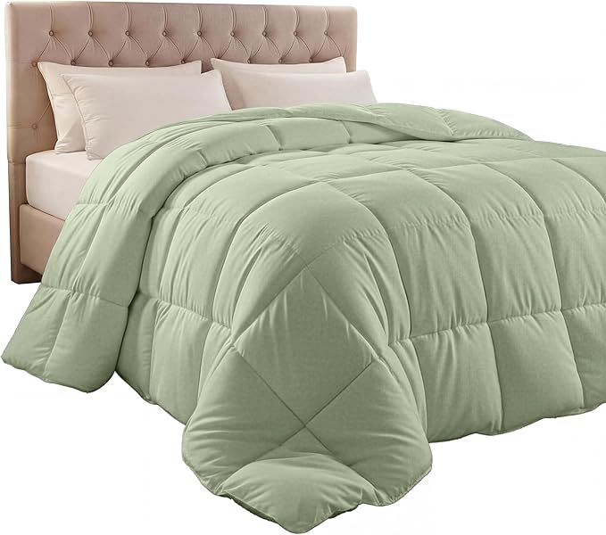 Utopia Bedding Comforter Duvet Insert, Quilted Comforter with Corner Tabs, Box Stitched Down Alternative Comforters King Size (Sage Green)