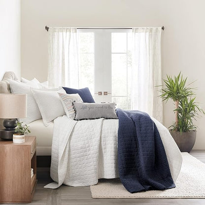 Levtex Home Mills Waffle Full/Queen Quilt Set (88x92in) with 2 Pillow Shams (26x20in) - Navy - 100% Cotton Full/Queen Size Quilt Bedding Set - Lightweight, Soft, Pre-Washed