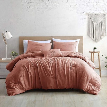 Modern Threads 4-Piece Garment-Washed Comforter Set Beck Dark Rose Queen