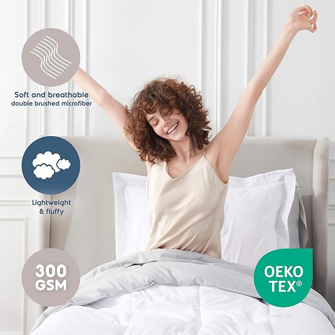 Nestl 5 Piece Twin XL Comforter Set – White Reversible Bed in a Bag – Complete Twin XL Size Bedding Set with Sheets, Pillowcase and Sham