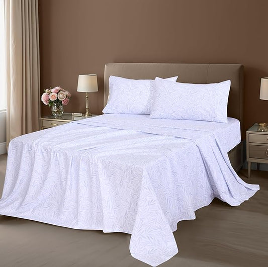 ZOYER 100% Cotton Sheets – King Size Percale Bedding, Cooling & Breathable, Durable with a Crisp, Soft & Comfortable Feel, 16" Deep Pocket, 4-Piece Set, Blue Autumn