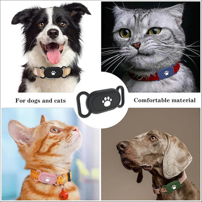 2 Pack Waterproof Dog Collar Holder Compatible with Samsung Galaxy SmartTag2, Silicone GPS Tracker Hidden Loop Holder for Smart Tag2, Anti-Lost Collar Tag2 Paw Case (Black Grey)