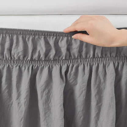 Lush Decor Ruched Ruffle Elastic Easy Wrap Around Bed Skirt Single Queen/King/Cal King Dark Gray - Queen Bed Skirt - Dust Ruffle - Gray Bedskirts