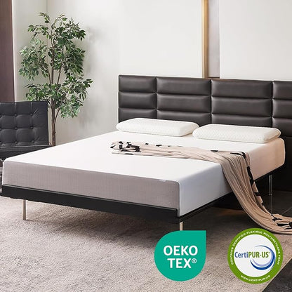 Amazon Basics Breathable Gel Memory Foam Mattress, Medium Firm, 10 Inch, King, White/Grey