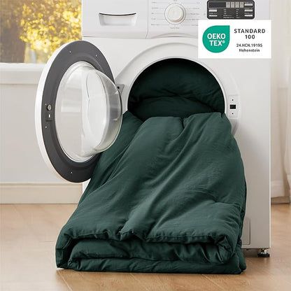 Bedsure California King Comforter Set, Forest Green Soft Prewashed Bedding for All Seasons, 3 Pieces GentleSoft™ Bed Set, 1 Lightweight Comforter (104"x96") and 2 Pillowcases (20"x36")