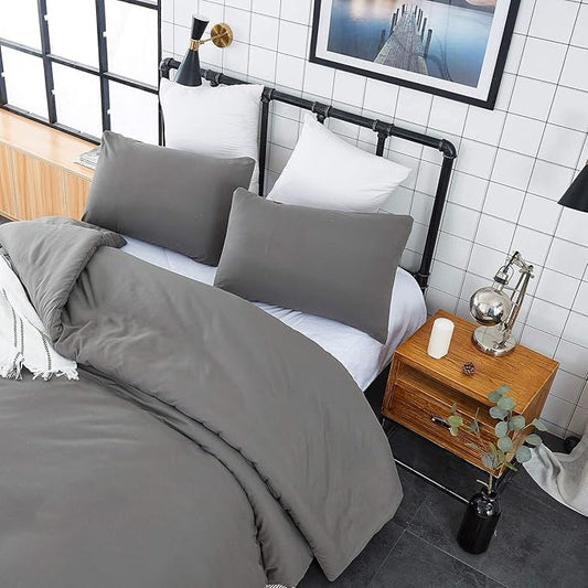 Houseri Dark Grey Comforter Set King Deep Gray Bedding Men Plain Grey Comforters Sets King Size for Women Solid Gray King Size Comforter Set Women Elegant Dark Gray Comforter Bed Blanket Quilts King