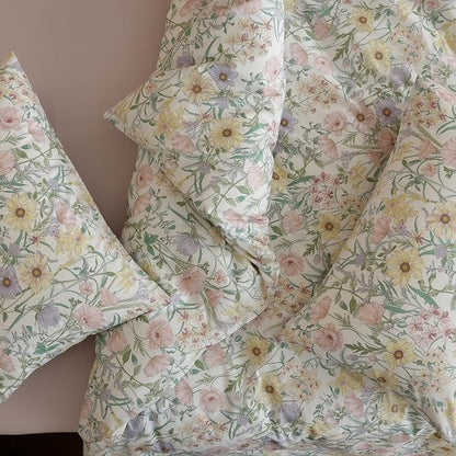 Floral Full Comforter Sets Cotton Fluffy Bedding Set Lightweight Vintage Down Alternative Girly Bedding Comforter Sets Chic 3 Piece Boho Farmhouse Bed Comforter with 2 Pillowcases