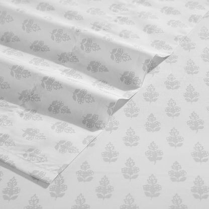 Laura Ashley - Full Sheets, Lightweight & Breathable Cotton Percale Bedding Set with Matching Sham(s), Oeko-Tex Certified (Francesca Grey, Full)