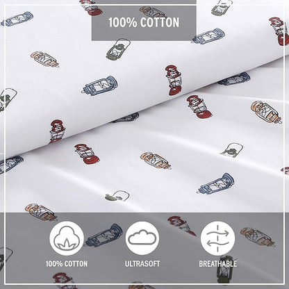 Eddie Bauer - Full Sheets, Cotton Percale Bedding Set, Crisp & Cool Home Decor (Explore Lantern White, Full)