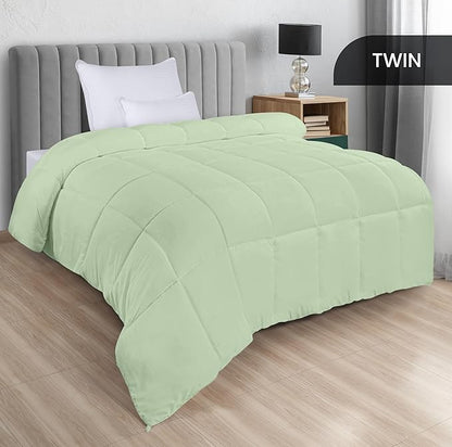 Utopia Bedding Comforters Twin Size, All Season Duvet Insert, Down Alternative Box Stitched Bed Comforter with Corner Tabs, Machine Washable (Sage Green)