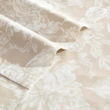 Laura Ashley - Full Sheet Set, Crisp & Cool Cotton Percale Bedding with Deep Pockets, Lightweight for Year Round Comfort, Bed Sheets with Matching Pillowcases (Meredith Brown)