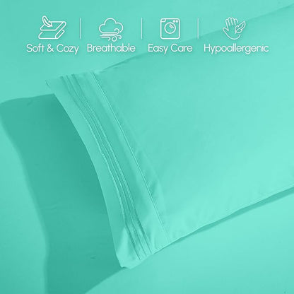 Elegant Comfort Luxurious 1500 Premium Hotel Quality Microfiber 4-Piece Sheet Set, 18-24 Inches Deep - Extra Deep Pocket Sheets - Ultra Soft 4PC Deep Pocket Sheets, Queen, Paradise Teal