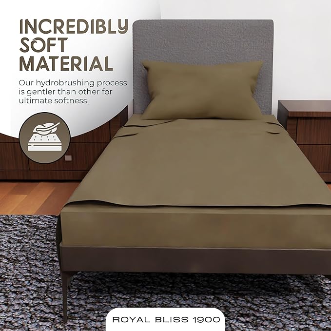 Twin XL Sheets Set - 3 Piece Bedding - Wrinkle Free, Fade Resistant, Double Brushed Microfiber - Deep Pockets/Easy Fit - 1800 Series Ultrasoft, Cooling Sheets (Taupe)