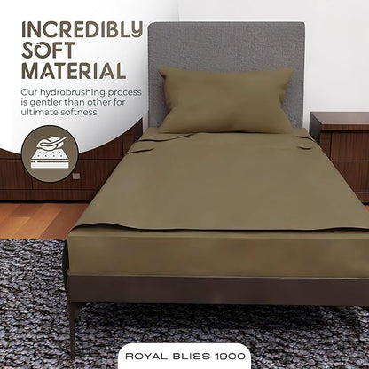 Twin XL Sheets Set - 3 Piece Bedding - Wrinkle Free, Fade Resistant, Double Brushed Microfiber - Deep Pockets/Easy Fit - 1800 Series Ultrasoft, Cooling Sheets (Taupe)