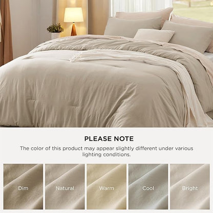 Bedsure King Comforter Set, Sand Soft Prewashed Bedding for All Seasons, 3 Pieces GentleSoft™ Bed Set, 1 Lightweight Comforter (104"x90") and 2 Pillowcases (20"x36")