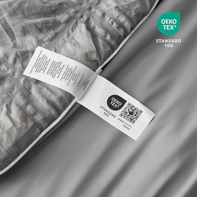 Cozy Bliss Cooling Comforter Seersucker Plaid Twin Size, Q-Max 0.45 Lightweight Cooling Blanket, Breathable Silk Smooth Summer Bedding Quilt for Hot Sleepers Night Sweats Dark Grey