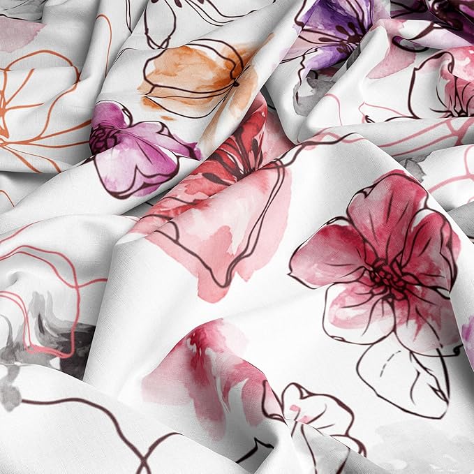 YIYEA Pillow Cases Queen Size Set of 4, Ultra Soft 1800TC Hotel Quality Double Brushed Microfiber Embroidered Pillowcases and Floral Pillow Covers, Envelope Closure, Fade Resistant (20"x30")