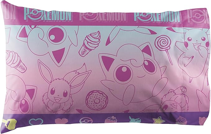 NORTHWEST Pokemon Full Sized Bed in a Bag Set, Pikachu Eevee, Anime Bedding for Girls Boys, Light and Sweet