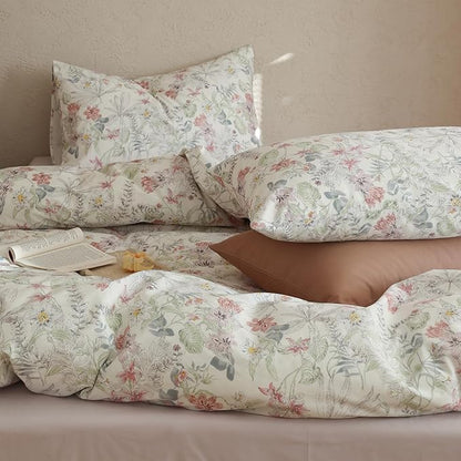 Floral Twin XL Comforter Set Down Alternative Girls Bedding Set 100% Cotton Farmhouse Fluffy Boho Bedding Comforter Sets Puffy Machine Washable Soft Lightweight Bed Comforter with 2 Pillowcases