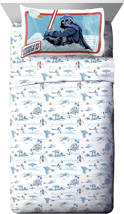 Jay Franco Star Wars Empire Strikes Back 4 Piece Full Bed Set - Includes Reversible Comforter & Sheet Set - Super Soft Fade Resistant Microfiber